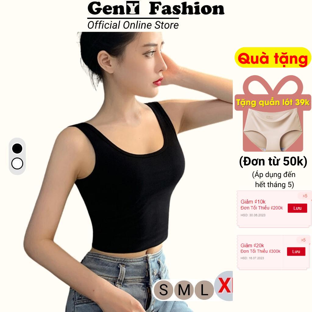 Áo 2 dây nữ bản to GenY cổ U kiểu dáng croptop ôm body chất vải mềm mại co giãn tốt thoải mái vận động mặc đi biển