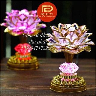 Đèn tụng kinh niệm Phật hoa sen ĐẠI PHÁT, đài đèn led đổi màu