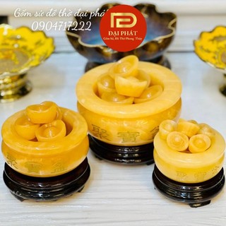 Bát tụ bảo đá ngọc hoàng long cao cấp ĐẠI PHÁT, bát kích lộc ban thần tài kích thước 15cm-12cm-10cm,