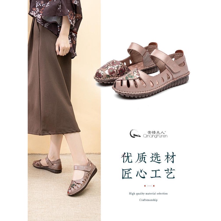 Giày Sandal Da Thật Đế Mềm Thời Trang Xuân Hè 2023 Cho Nữ Trung Niên