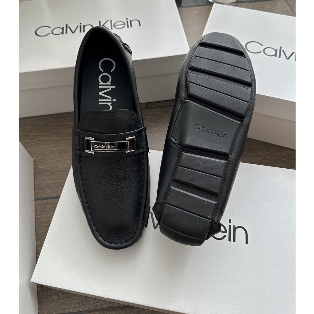 Giày mọi Nam chính hãng CK mocasines black - da bê mềm / size 39-44