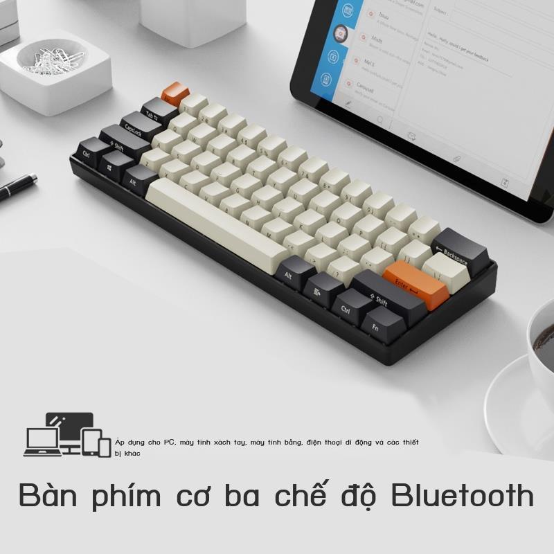 Bàn phím cơ bluetooth không dây 61 phím máy tính xách tay văn phòng di động tại nhà MAC trò chơi có dây PBT bên