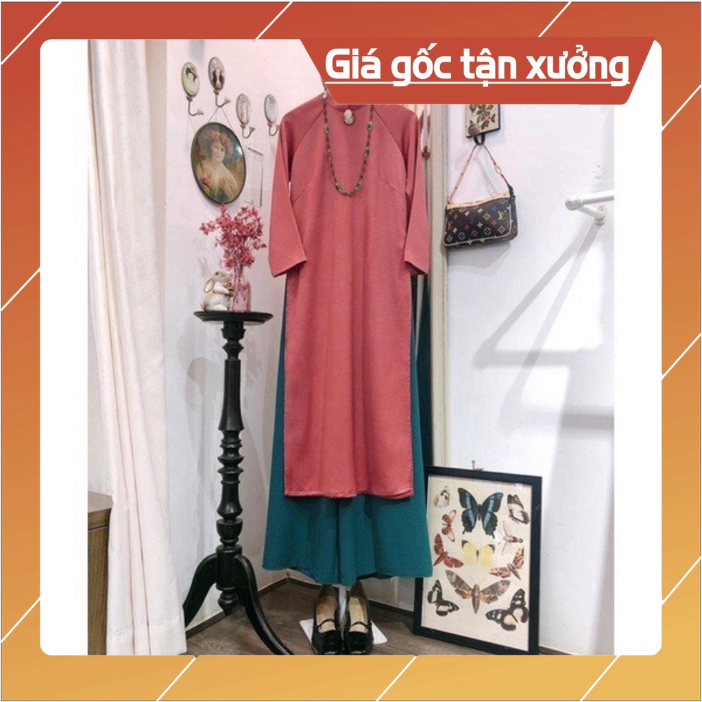 Áo Dài Cách Tân_Áo Dài Dáng Xuông Xưa Tay Lỡ Cổ 2P May Sẵn_Áo Dài Du Xuân