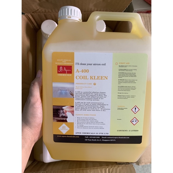 Nước tẩy dàn lạnh máy lạnh đa năng A-400 Coil Kleen  Bình đầy 5 lít y hình
