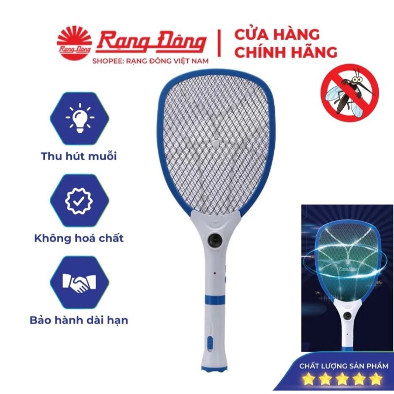 Vợt Bắt Muỗi Rạng Đông Kèm Đèn Pin 2 Trong 1 - Hàng Chính Hãng Chất Lượng Cao - Siêu Tiện Lợi Hiệu Quả