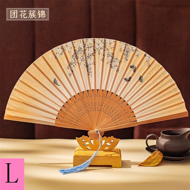 Quạt Xếp Cao Cấp Màu Đen Phối Tua Rua Phong Cách Trung Hoa Cổ Điển Cho Nam Và Nữ