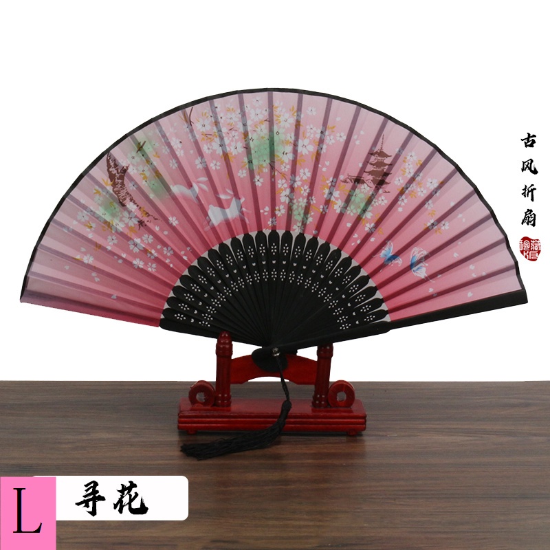 Quạt Xếp Cao Cấp Màu Đen Phối Tua Rua Phong Cách Trung Hoa Cổ Điển Cho Nam Và Nữ