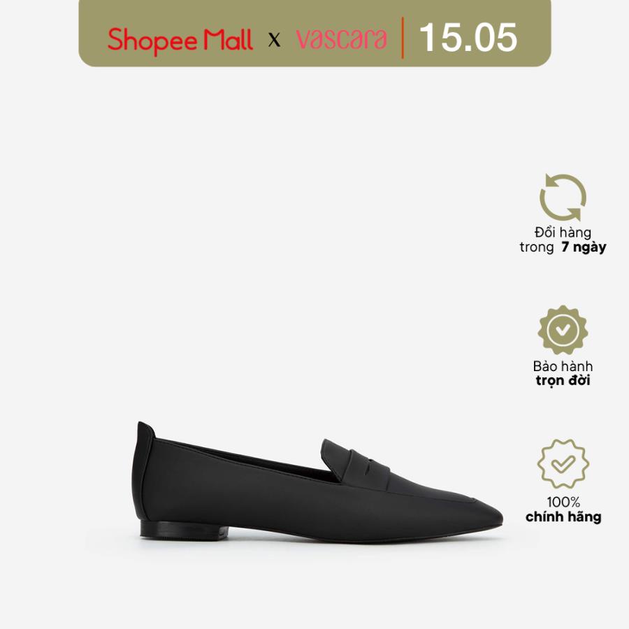 Vascara Giày Lười Phối Quai Cut-Out - MOI 0100 - Màu Đen