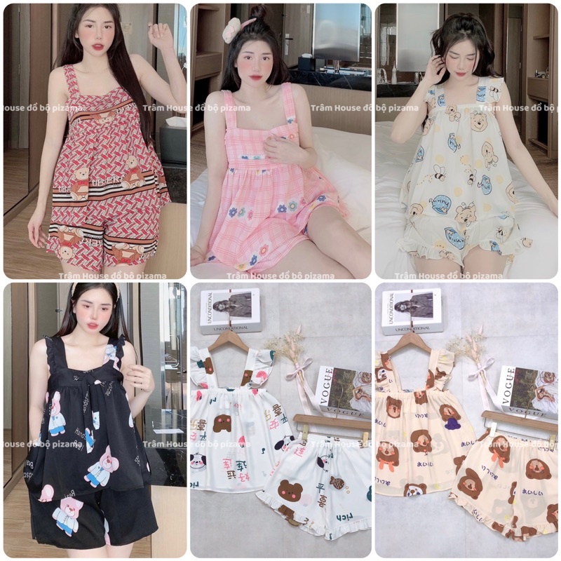 (Clip thật) Bộ lụa mango đùi 2 dây size 40-60kg