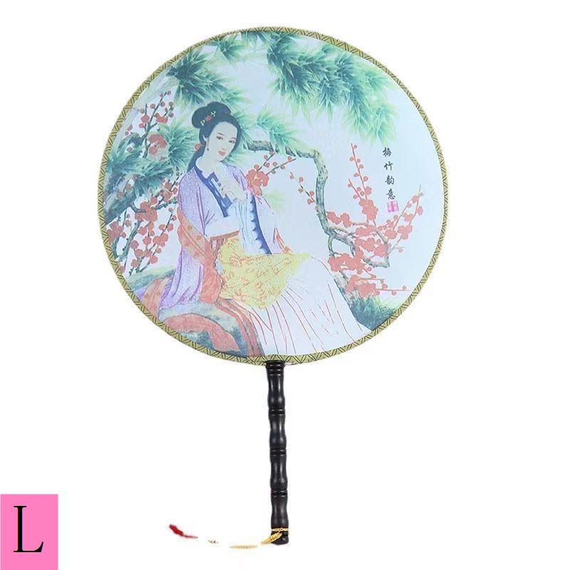 Quạt Múa Handmade Dáng Tròn Phối Tua Rua Phong Cách Cổ Điển