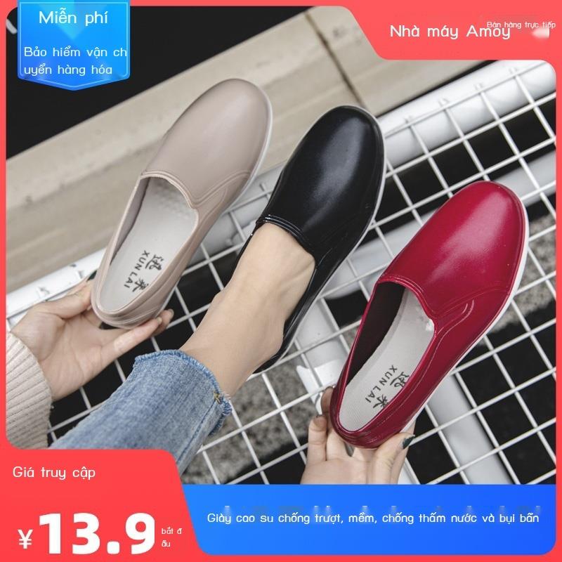 Cổ Thấp Thời Trang Giày Đi Mưa Cho Nữ Trưởng Thành Giày Cao Su Chống Thấm Nước Ống Ngắn Nhà Bếp Chống Trơn Trượt R