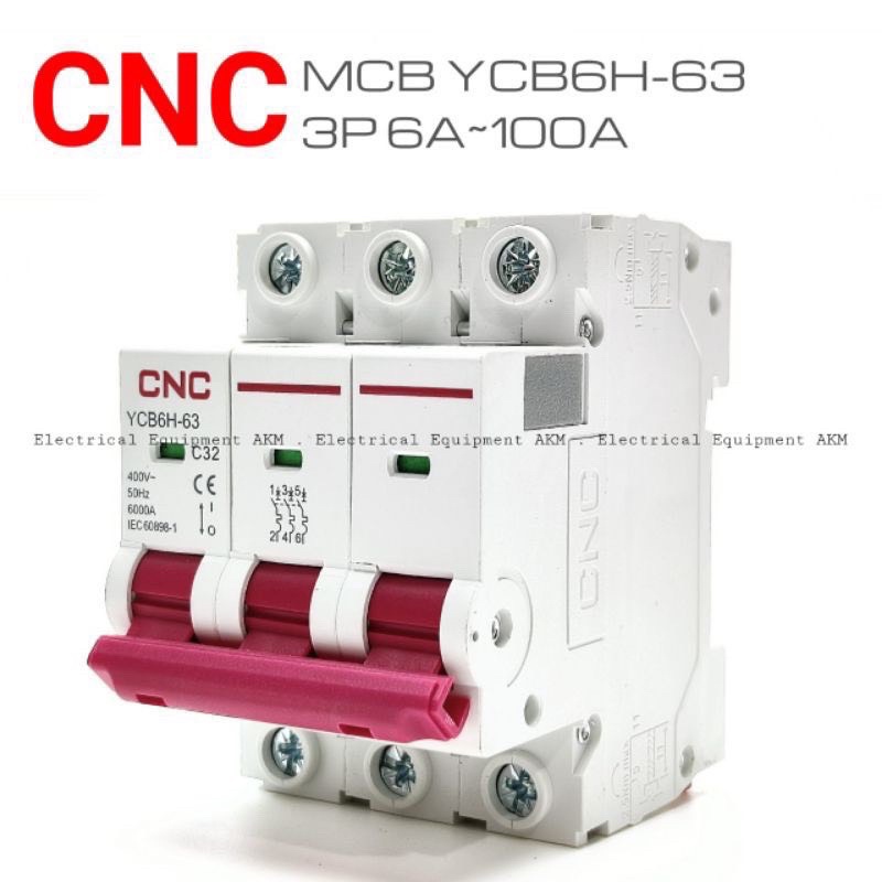 Aptomat MCB 3 Pha YCB6H-63 CNC 6A~63A, Dòng Cắt 6kA