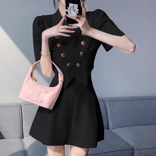 Sét Ngắn 10 Nút Thiết Kế Lạ Mắt JARI-CLOTHES Đen Trắng  Công Sở Dự Tiệc