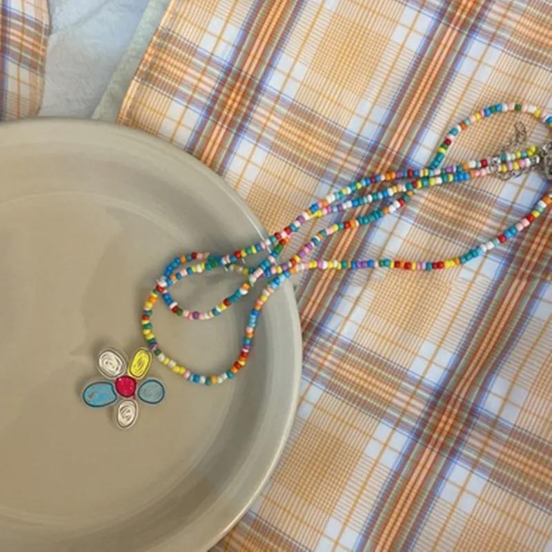 Vòng cổ Hai Lớp Xỏ Hạt Tròn Màu Trơn Dễ Thương y2k