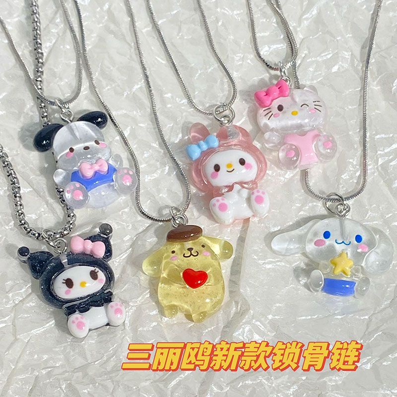 Vòng cổ Chính Hãng Mặt Hình Chú Chó Sanrio Ngọc Bích Hoạt Hình Dễ Thương Cho Bé Gái