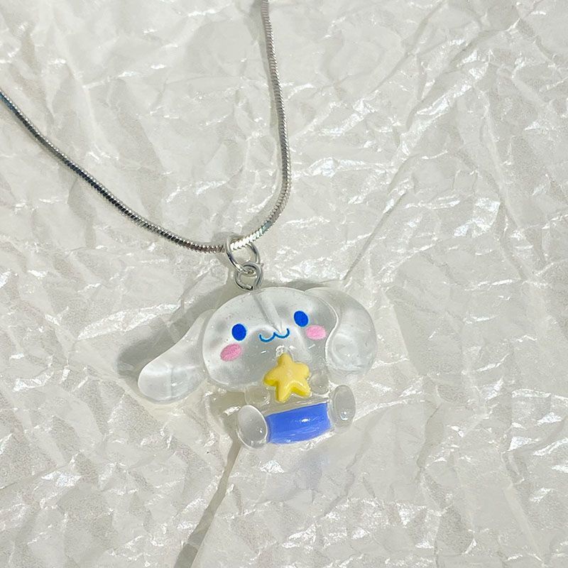 Vòng cổ Chính Hãng Mặt Hình Chú Chó Sanrio Ngọc Bích Hoạt Hình Dễ Thương Cho Bé Gái