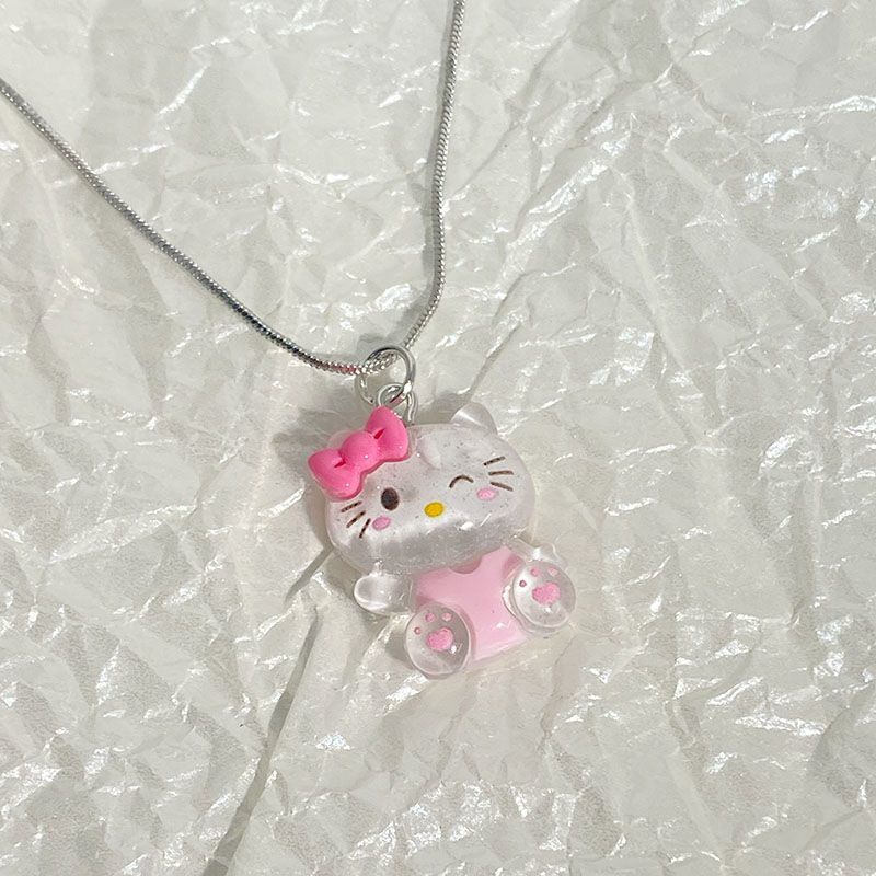 Vòng cổ Chính Hãng Mặt Hình Chú Chó Sanrio Ngọc Bích Hoạt Hình Dễ Thương Cho Bé Gái