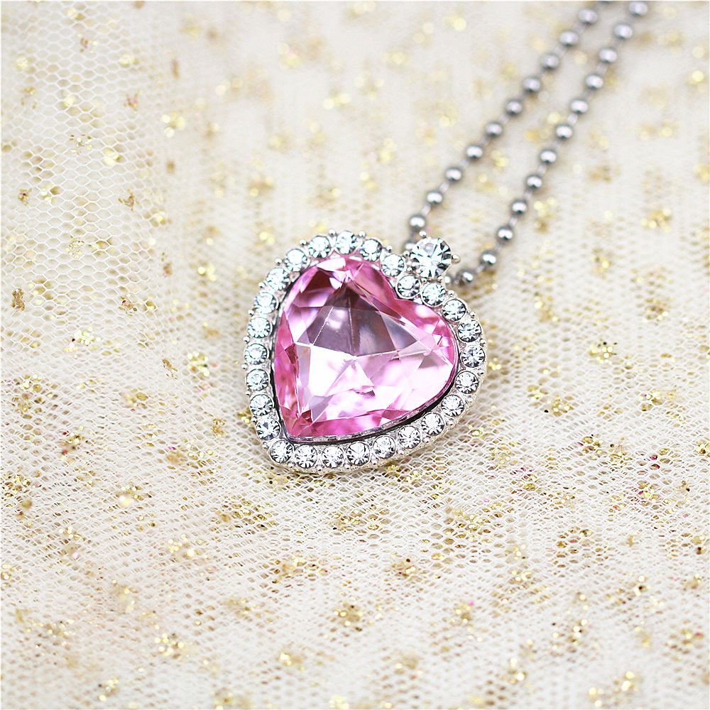 Vòng cổ Mặt Đá Quý Hình Trái Tim Pha Lê Nhân Tạo Mẫu Mới Dành Cho Trẻ Em Làm Quà Sinh Nhật Trẻ Em