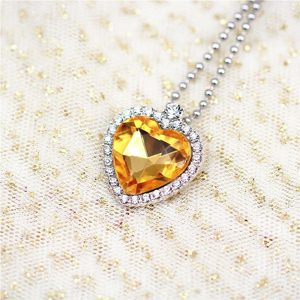 Vòng cổ Mặt Đá Quý Hình Trái Tim Pha Lê Nhân Tạo Mẫu Mới Dành Cho Trẻ Em Làm Quà Sinh Nhật Trẻ Em