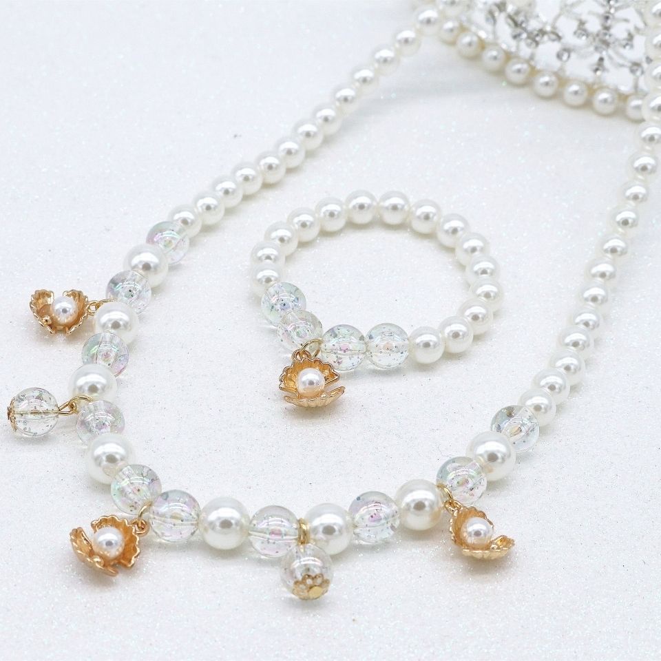 Vòng cổ Mặt Vỏ Sò / Sao Biển / Ngọc Trai Nhân Tạo Thời Trang Cho Bé Gái