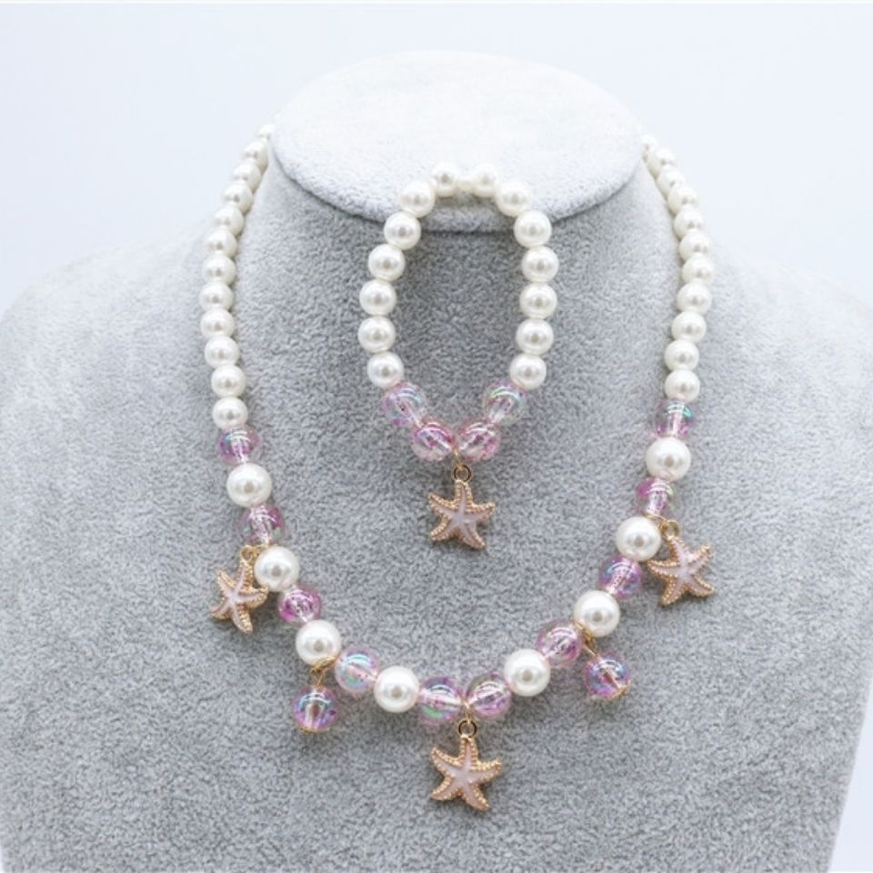 Vòng cổ Mặt Vỏ Sò / Sao Biển / Ngọc Trai Nhân Tạo Thời Trang Cho Bé Gái