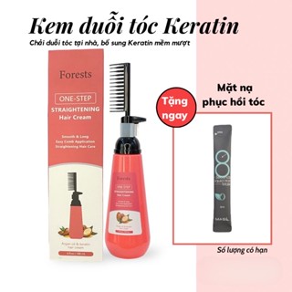 Kem duỗi tóc tại nhà, ép side Keratin kèm lược chải 180ml, thành phần tự nhiên an toàn cho tóc