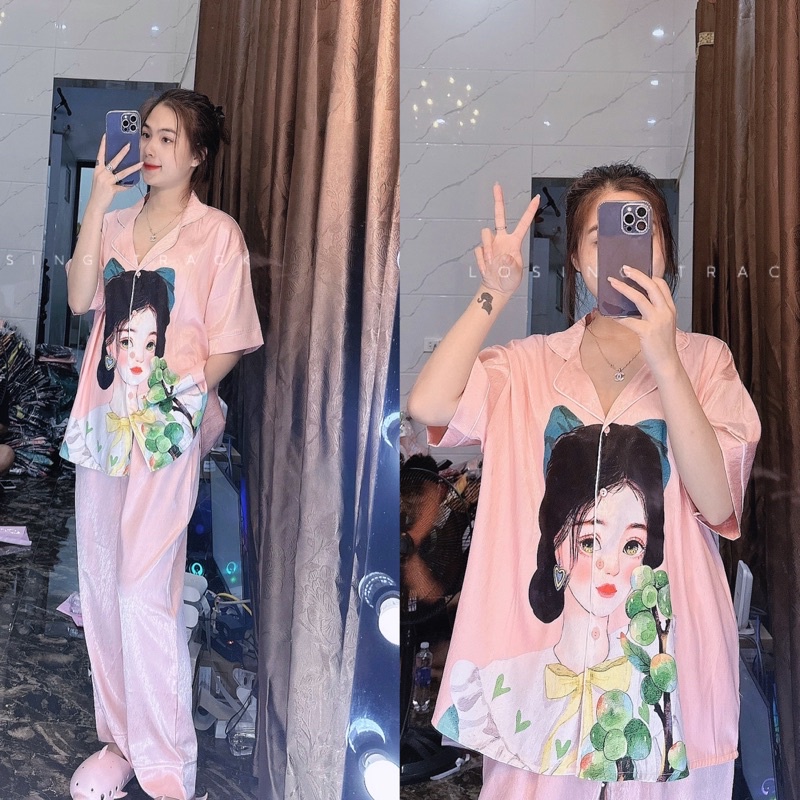 Đồ bộ pijama Bigsize Lụa xước thiết kế 60-90kg