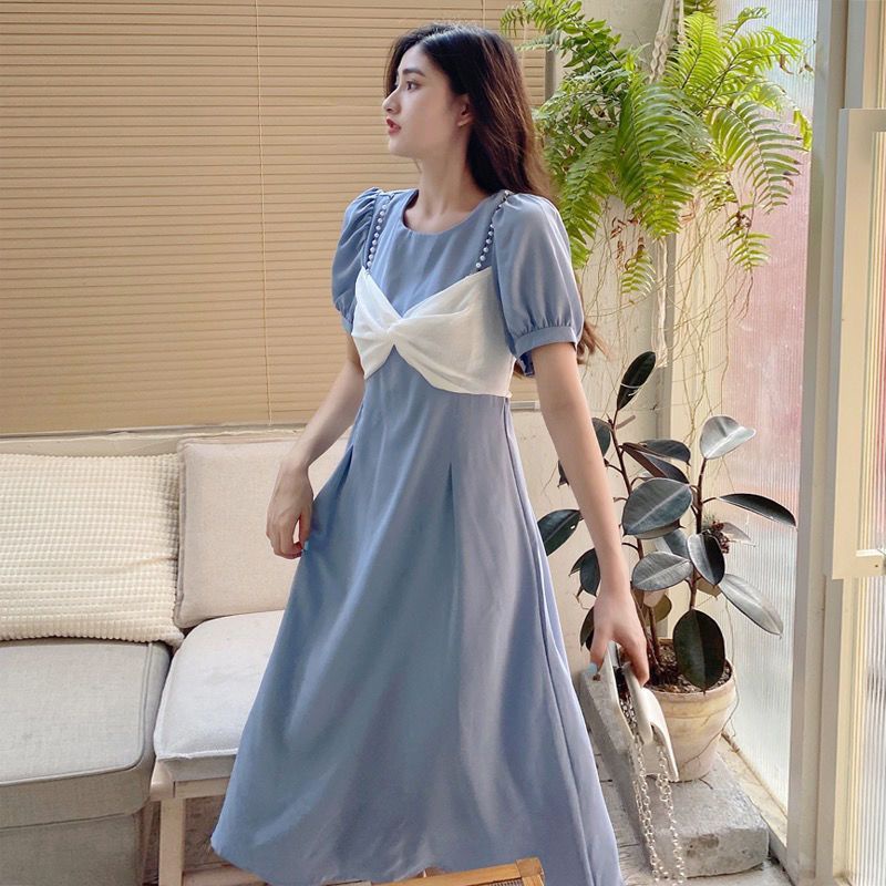 Đầm Nữ Giả Hai Lớp Dáng Ôm Cột Dây Thời Trang Mùa Hè