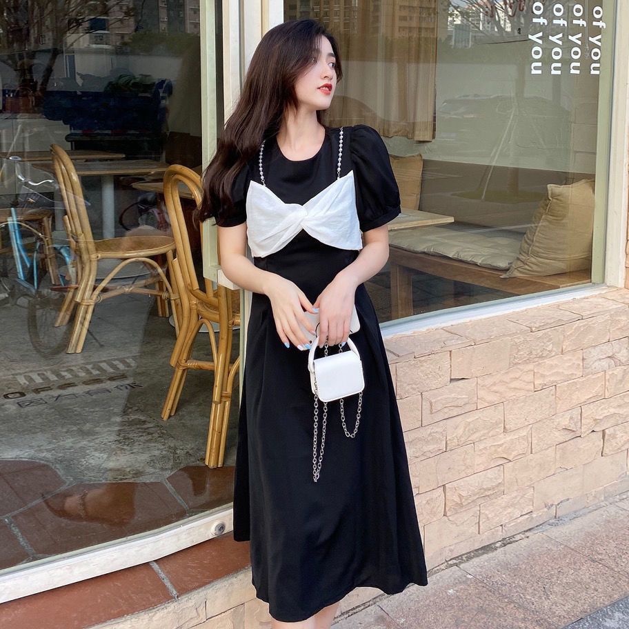 Đầm Nữ Giả Hai Lớp Dáng Ôm Cột Dây Thời Trang Mùa Hè