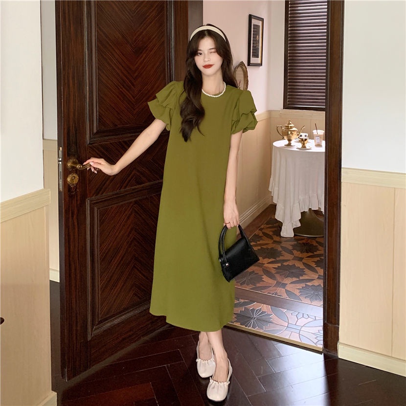 Đầm Tay Phồng Dáng Dài Lưng Cao Thời Trang Mùa Hè Pháp Tinh Tế Cho Nữ