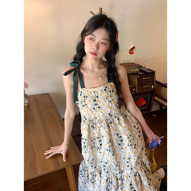 Đầm Hai Dây Dáng Ôm Thêu Hoa Thời Trang Mùa Hè Xinh Xắn Cho Nữ