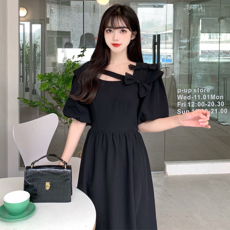 Đầm Dáng Ôm Eo Thon Gọn Đính Nơ Phong Cách Pháp Thời Trang Mùa Hè Cho Nữ