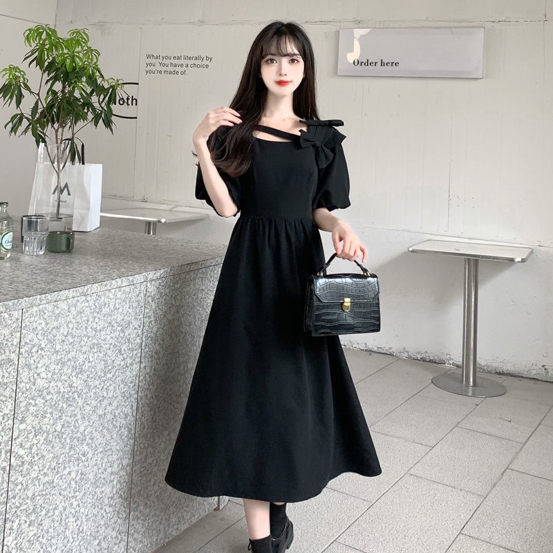 Đầm Dáng Ôm Eo Thon Gọn Đính Nơ Phong Cách Pháp Thời Trang Mùa Hè Cho Nữ