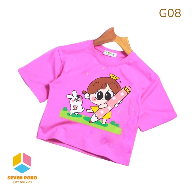 Áo Thun Form Lửng Bé Gái G08 Size 8-25kg Seven Poro - G&K Kids