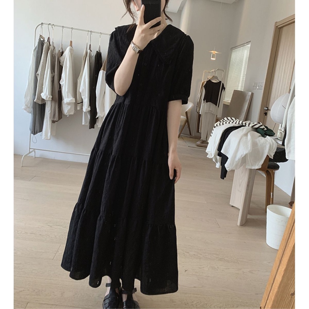 Đầm Cổ Búp Bê Tay Phồng Lưng Cao Dáng Ôm Thời Trang Mùa Hè Xinh Xắn Cho Nữ