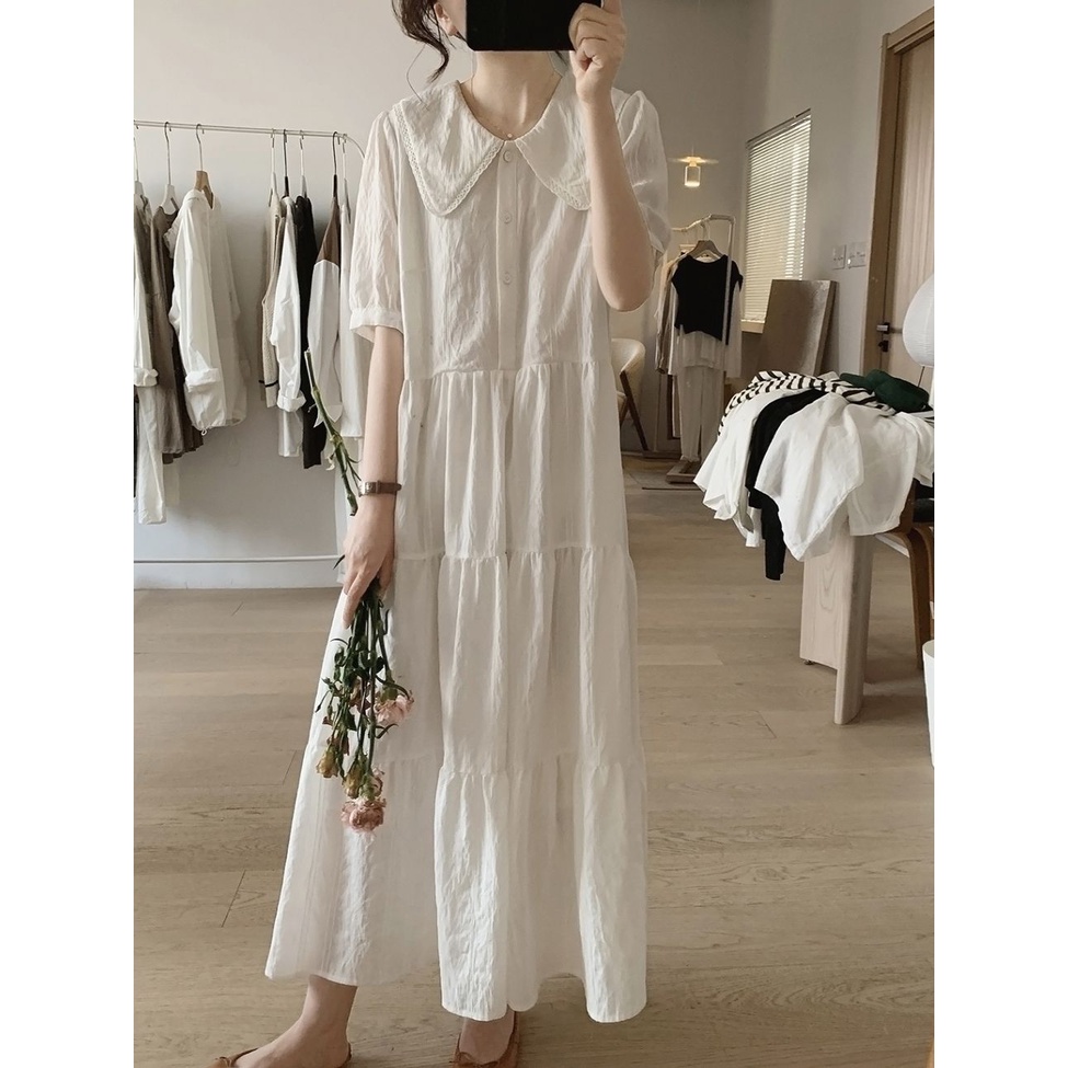 Đầm Cổ Búp Bê Tay Phồng Lưng Cao Dáng Ôm Thời Trang Mùa Hè Xinh Xắn Cho Nữ