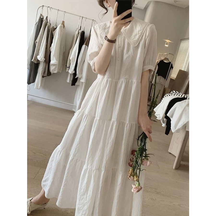 Đầm Cổ Búp Bê Tay Phồng Lưng Cao Dáng Ôm Thời Trang Mùa Hè Xinh Xắn Cho Nữ