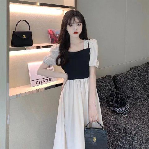 Đầm Midi Tay Ngắn Phong Cách Pháp Thời Trang Mùa Hè Xinh Xắn Cho Nữ