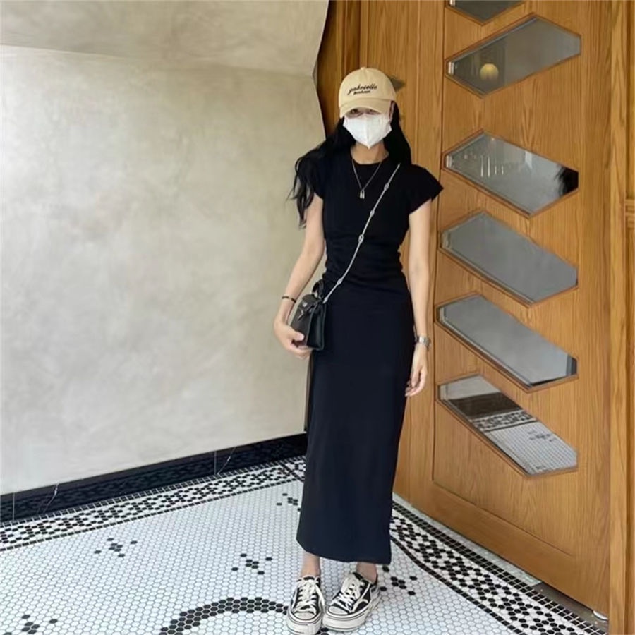 Đầm Thun Tay Ngắn Màu Xám Thời Trang Mùa Hè Cho Nữ