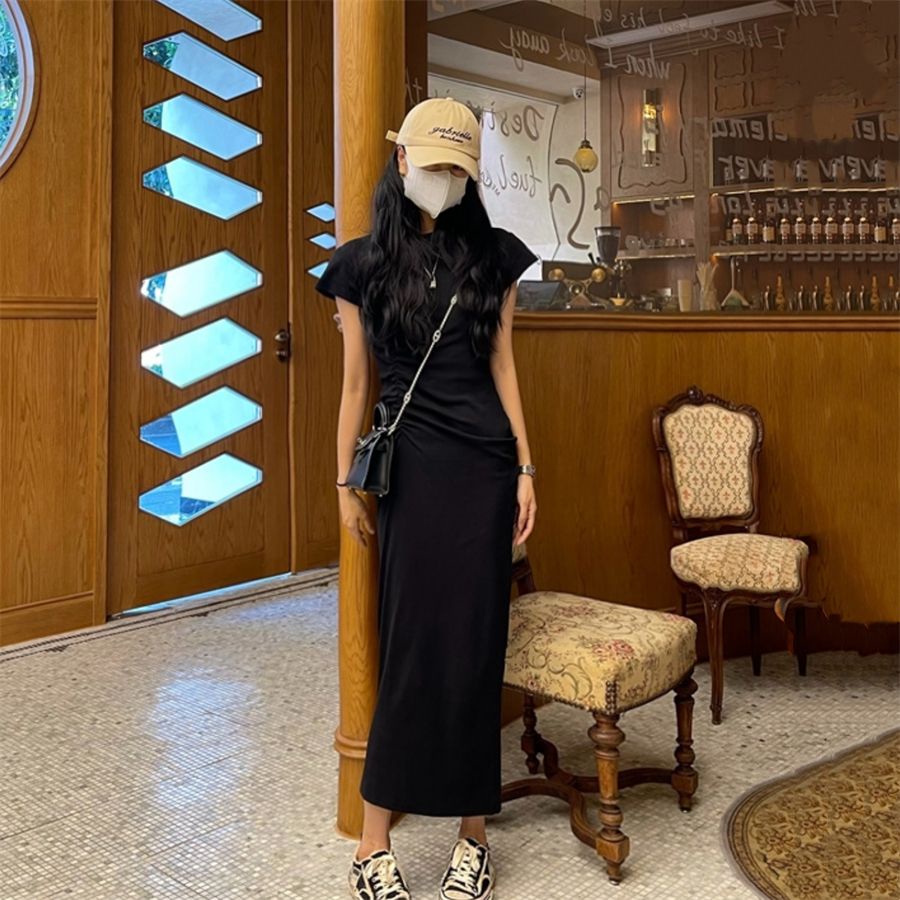 Đầm Thun Tay Ngắn Màu Xám Thời Trang Mùa Hè Cho Nữ