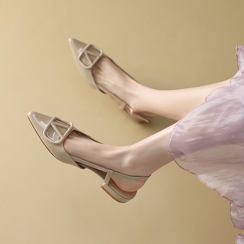 Giày Sandal Da Mũi Nhọn Phong Cách Pháp Thời Trang Xuân Hè Cho Nữ