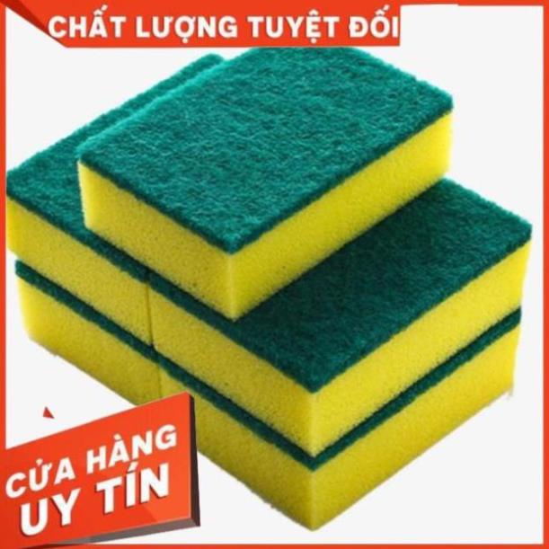 Miếng cọ rửa chén bát xanh vàng tiện dụng - Miếng bọt biển cọ rửa xoong nồi