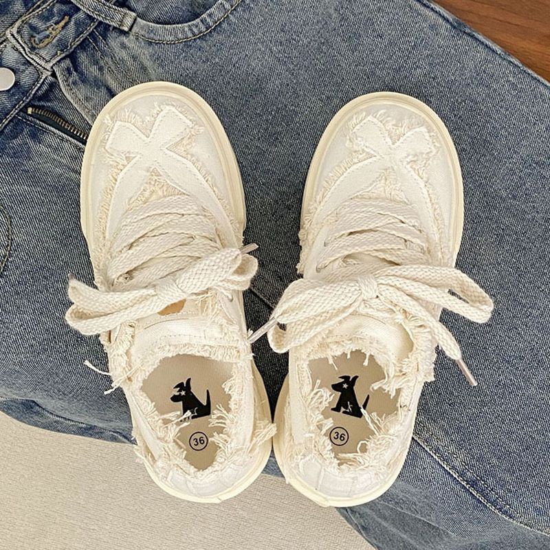 Giày Thể Thao Canvas Thiết Kế Tua Rua Thời Trang Cho Nữ