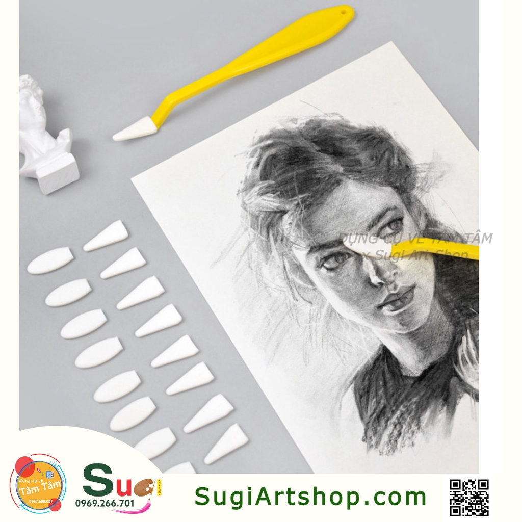 Bay Di Chì - Cây Blend Chì , Làm mượt chì than, chì phấn, blend chì, đánh khối - Sketch Wipe knife