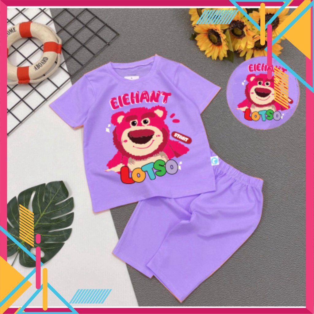 Bộ đồ bé gái-mẫu lửng gấu  lotso QL05 chất vải mát hút hơi mồ hôi-mã QL05 -HOÀNG NAM KIDS