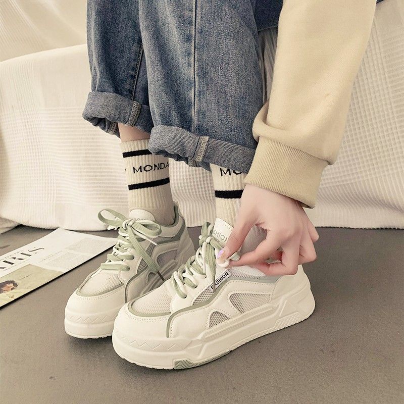 Giày Thể Thao Đế Bằng Phong Cách Retro Thời Trang Cao Cấp Cho Nữ