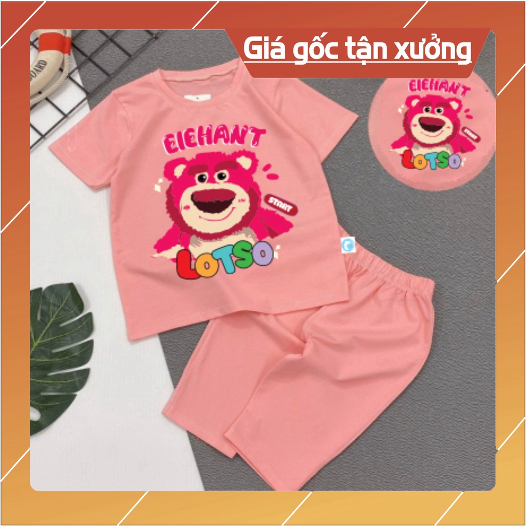 Bộ đồ bé gái-mẫu lửng gấu lotso QL05 chất vải mát thấm hơi mồ hôi-mã QL05 -NAM KIDS