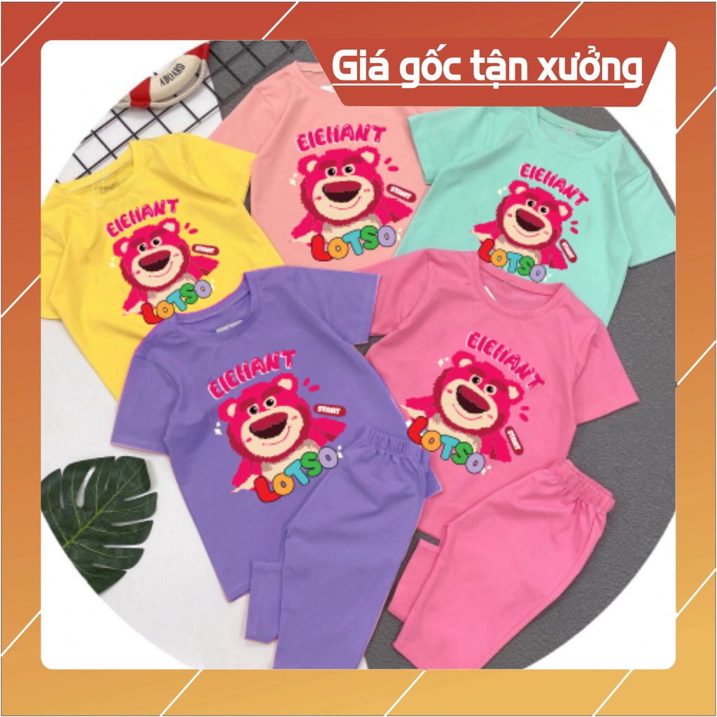 Bộ đồ bé gái-mẫu lửng gấu lotso QL05 chất vải mát thấm hơi mồ hôi-mã QL05 -NAM KIDS
