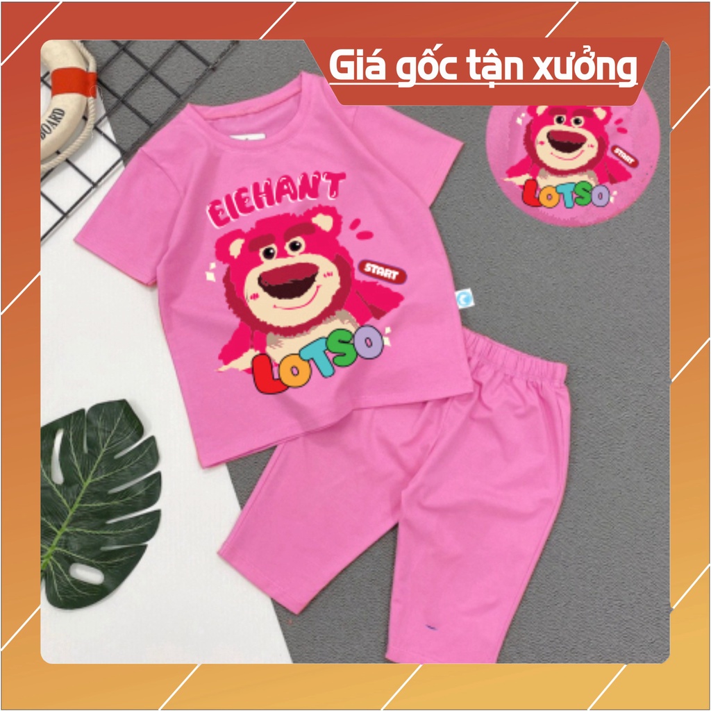 Bộ đồ bé gái-mẫu lửng gấu lotso QL05 chất vải mát thấm hơi mồ hôi-mã QL05 -NAM KIDS