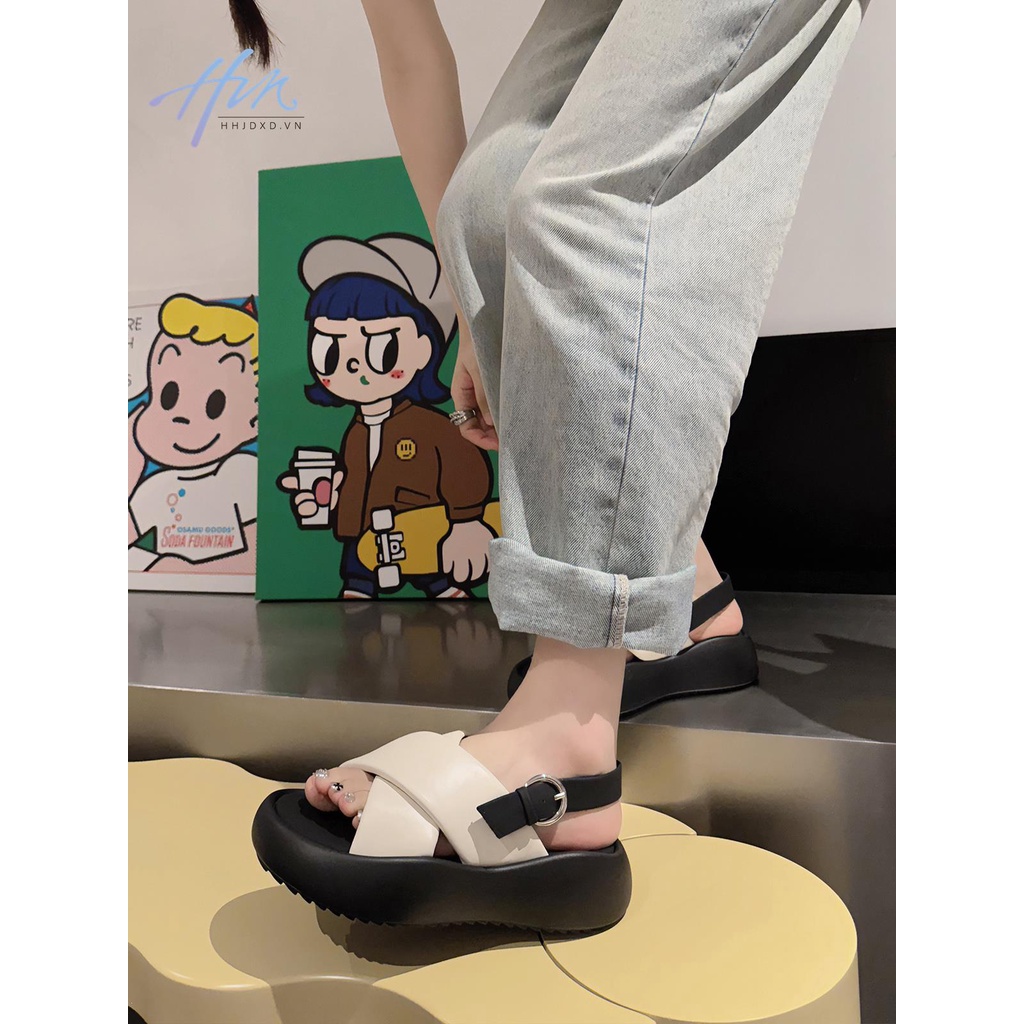 Sandal Đi Biển Mùa Hè 2023 Hở Ngón Đế Dày Quai Chéo Phong Cách Roman Mới Cho Nữ